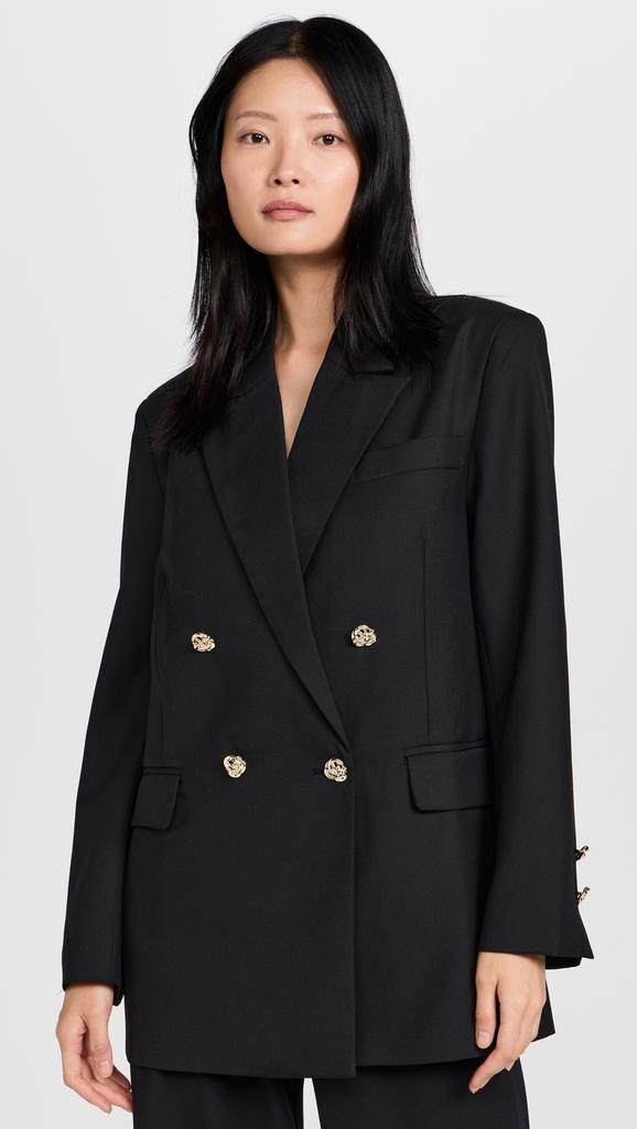 Pixie Market Oversized Wool Gold Button Blazer