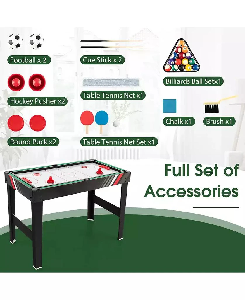 Costway 4-in-1 Combo Game Table 49" Foosball with Pool Billiards Air Hockey Table Tennis 9