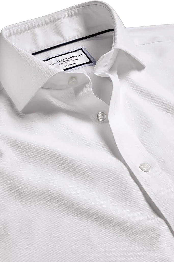 Charles Tyrwhitt Men's Non-Iron Clifton Weave Cutaway Slim Fit Shirt Single Cuff 6