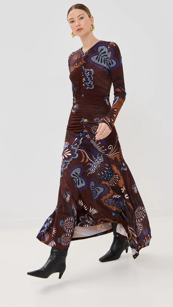 Farm Rio Delicate Garden Brown Long Sleeve Maxi Dress 5