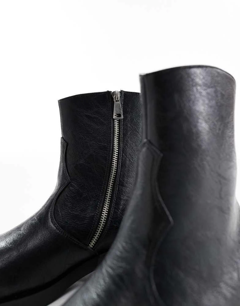 Koi Footwear KOI Fateless stacked biker boots in vintage black 2