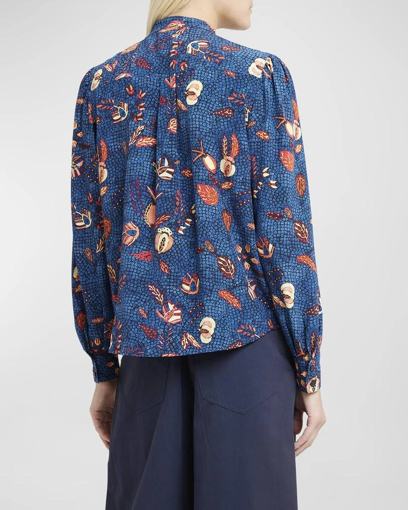 Ulla Johnson Ashlyn Draped Silk Bishop-Sleeve Blouse 6