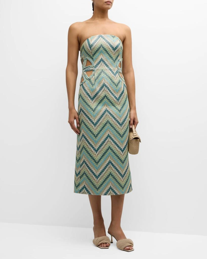 Ramy Brook Clare Chevron Jacquard Cutout Strapless Dress 1