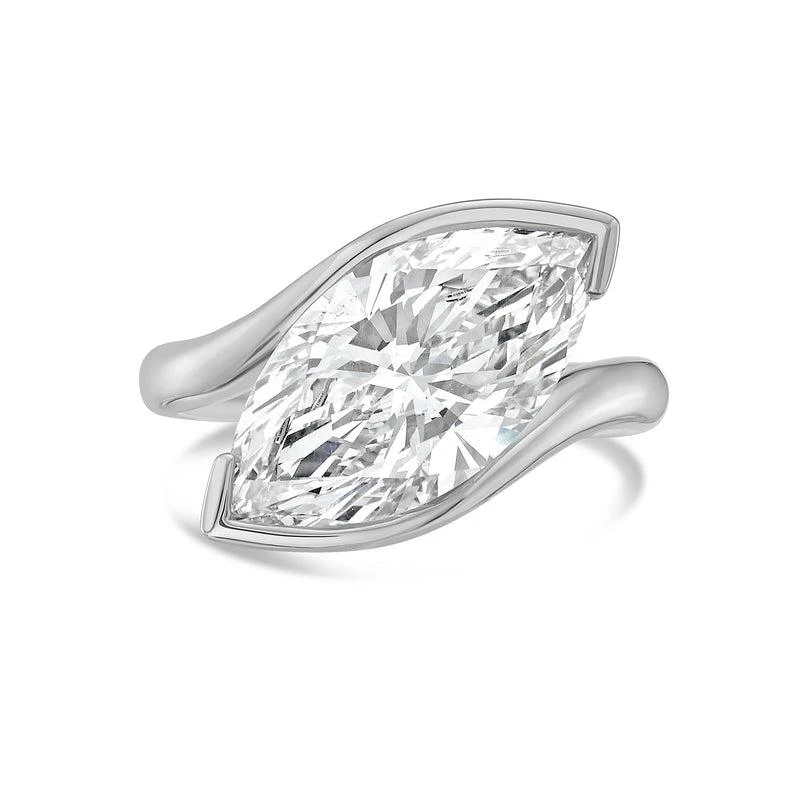 Diana M Jewels 14KT WHITE GOLD LAB GROWN MARQUISE DIAMOND FASHION RING WEIGHING 4.00 CTS TW