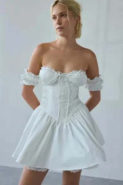 Glamorous Glamorous Drop-Waist Corset Lace-Trim Mini Dress 1