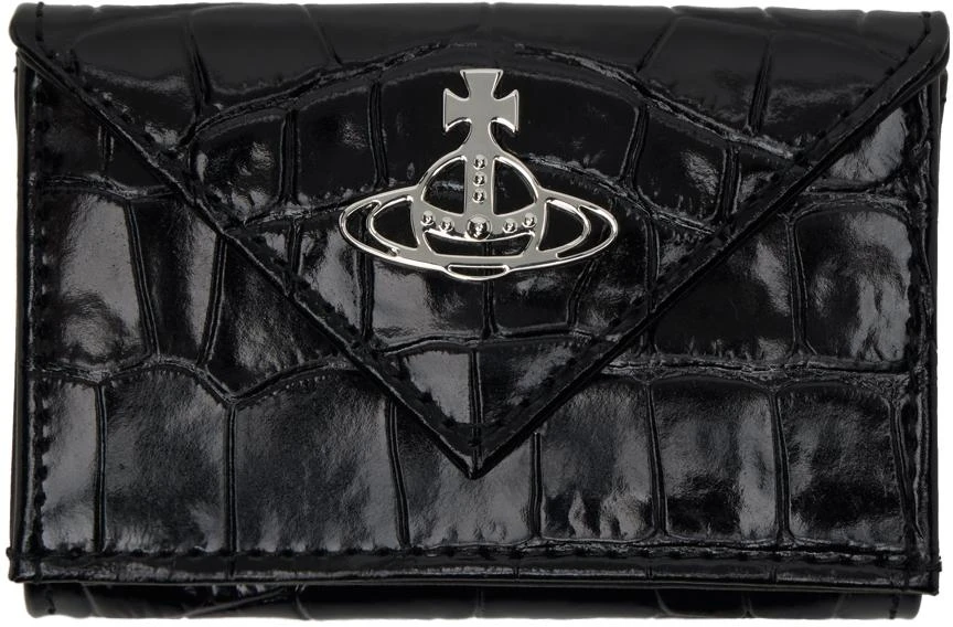 Vivienne Westwood Black Crocodile Envelope Billfold Wallet 1