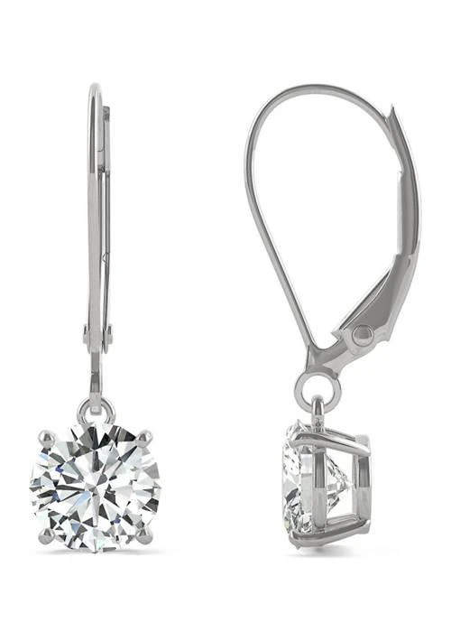 Charles 
Colvard 1-5/8 ct. t.w. Lab Created Moissanite Lever Back Earrings in 14k White Gold
