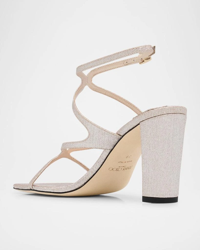 Jimmy Choo Azie Glitter Ankle-Strap Sandals 4