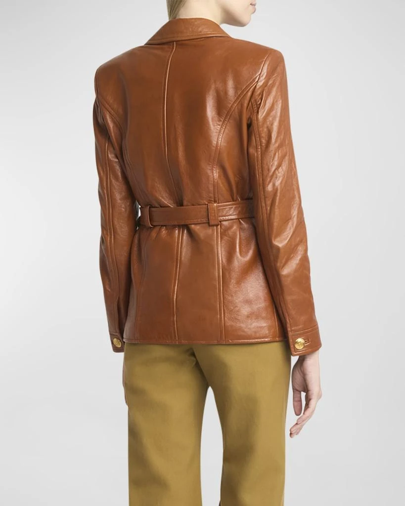 Chloé Glossy Leather Belted Military Jacket 6