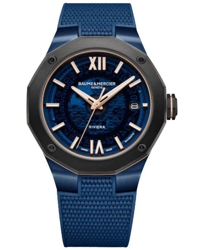 Baume & Mercier Baume & Mercier Riviera Automatic Automatic Blue Dial Blue Rubber Strap Men's Watch 10769 1