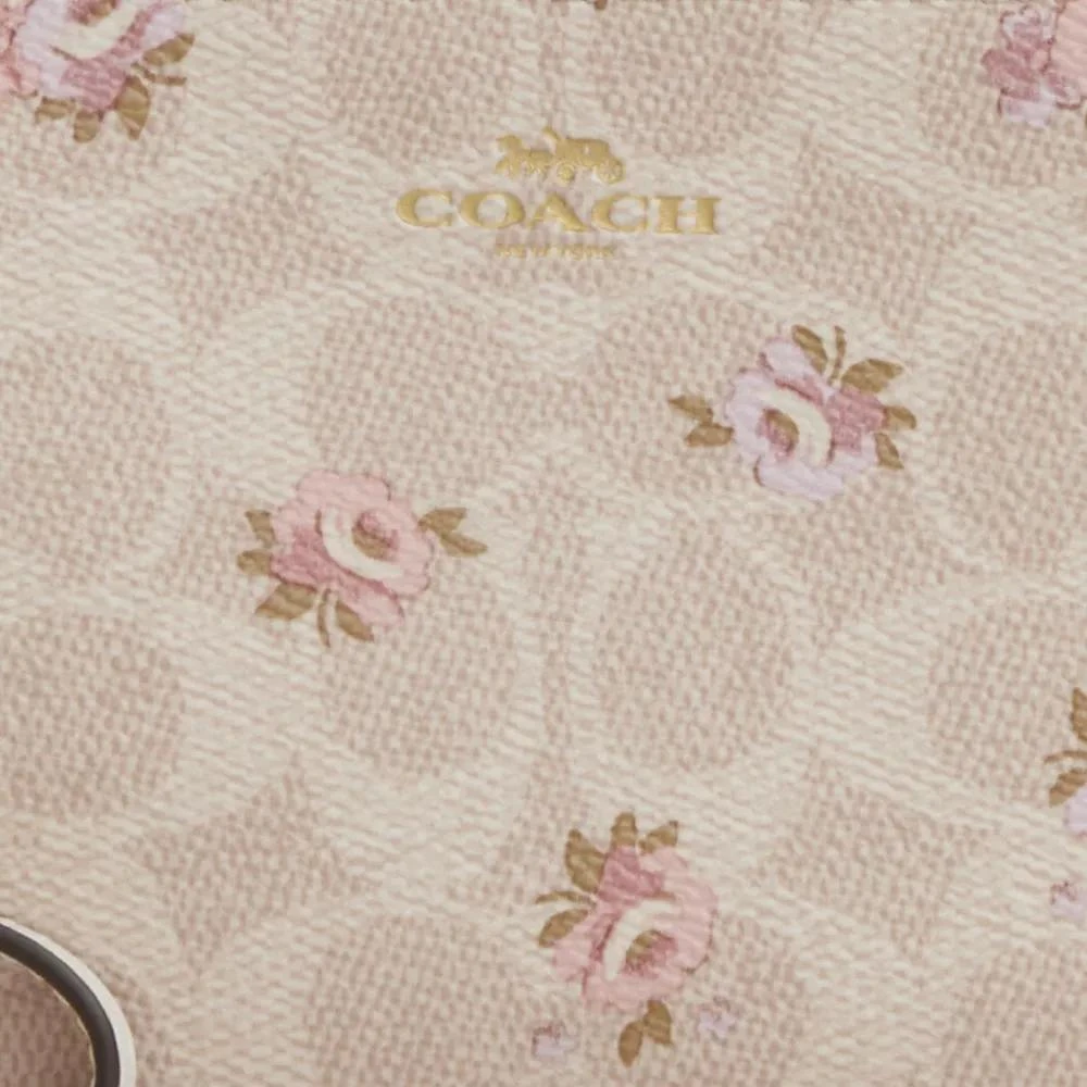 Coach Corner Zip Wristlet In Signature Canvas With Floral Print 4