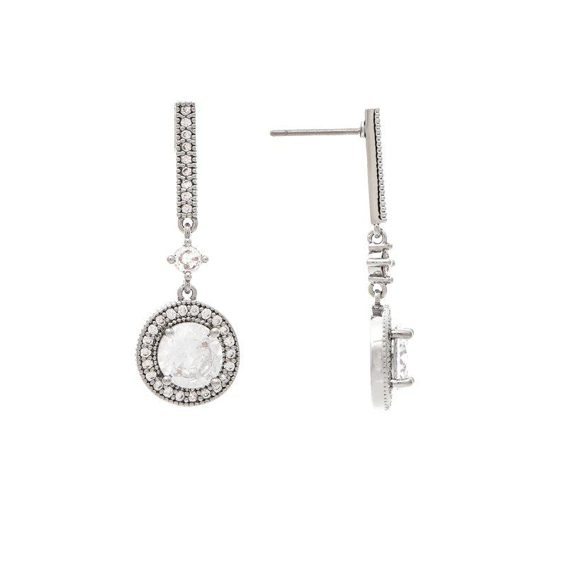 Rivka Friedman Cubic Zirconia Halo Drop Earrings