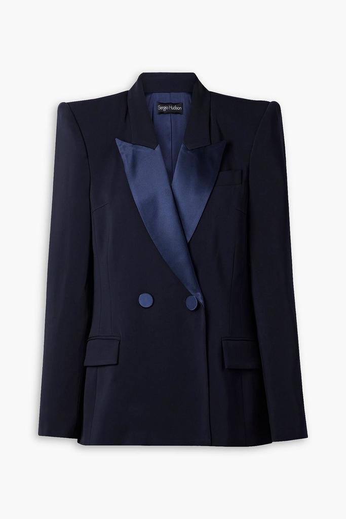 Sergio Hudson Double-breasted satin-trimmed crepe blazer