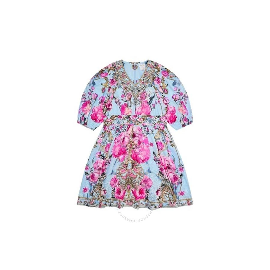 Camilla Girls Blue Mini Dress With Waist Sash And Bow 1