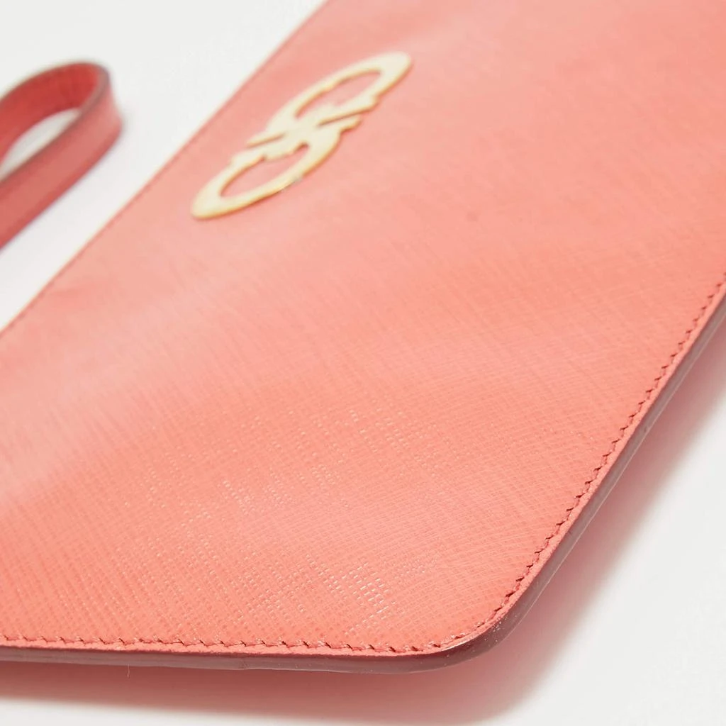 Salvatore Ferragamo Salvatore Ferragamo Orange Leather Gancini Wristlet Clutch 10