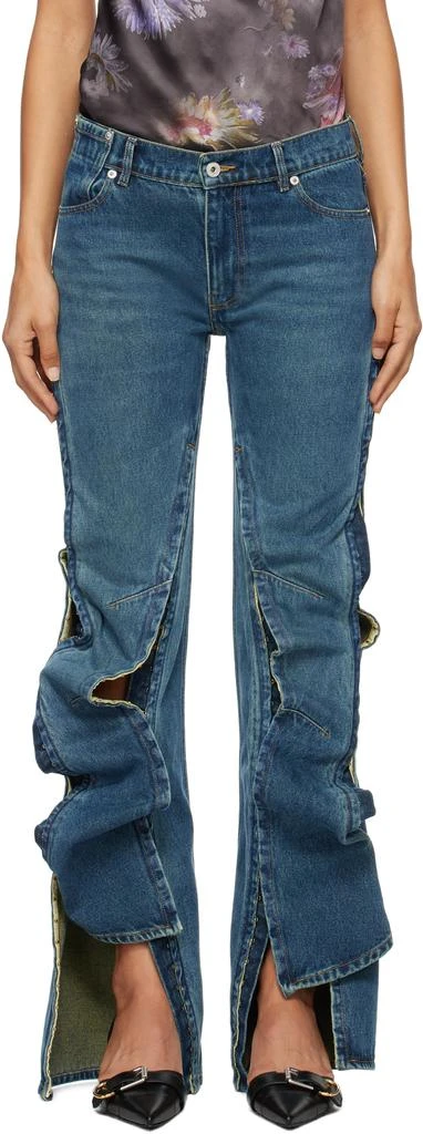 Y/Project Blue Hook and Eye Slim Jeans 1