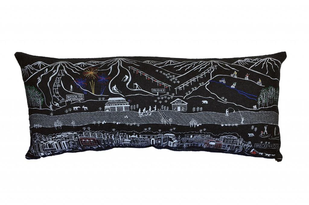 Hivvago 35" Black Breckenridge Nighttime Skyline Lumbar Decorative Pillow