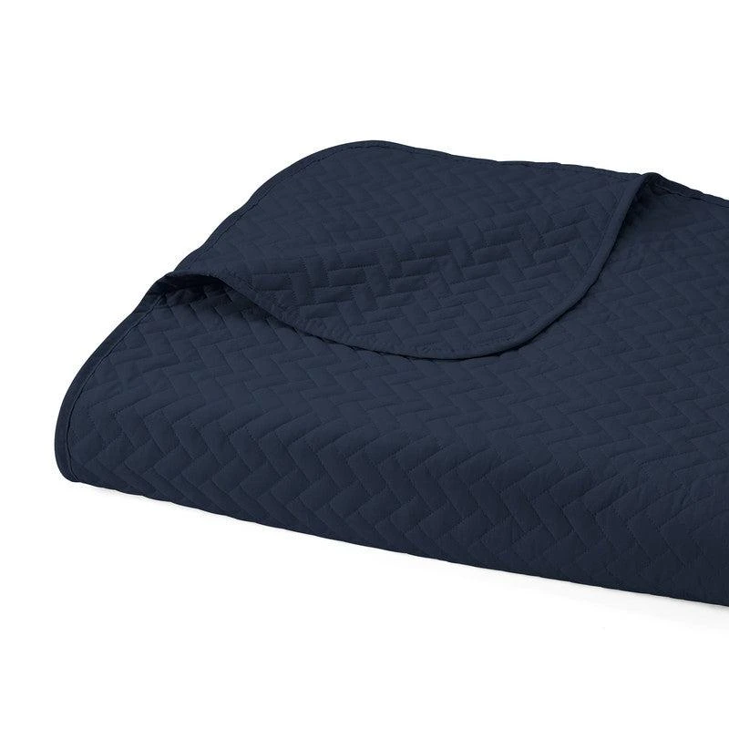 IENJOY HOME Herringbone Stitch Navy Quilt Coverlet Set Contemporary Ultra Soft Microfiber Bedding 2