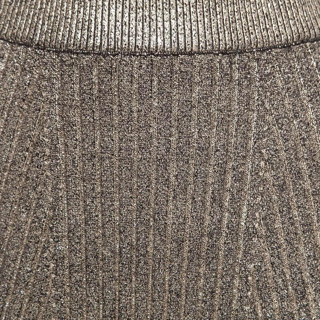 Louis Vuitton Louis Vuitton Metallic Gold Ribbed Knit A-Line Skirt L 3