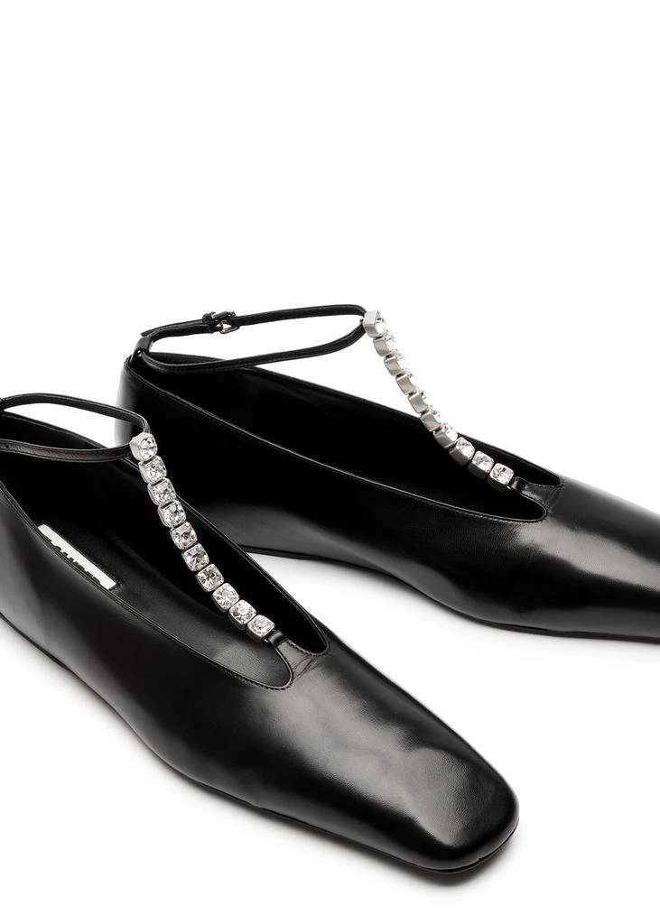 Jil Sander Crystal-embellished leather ballet flats 3