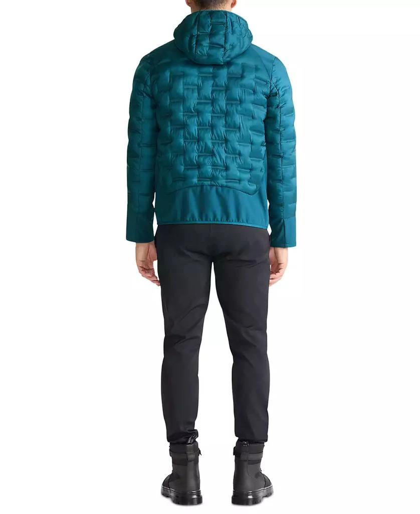 Tumi Men's Quilted Mixed-Media Full-Zip Hooded Jacket 2