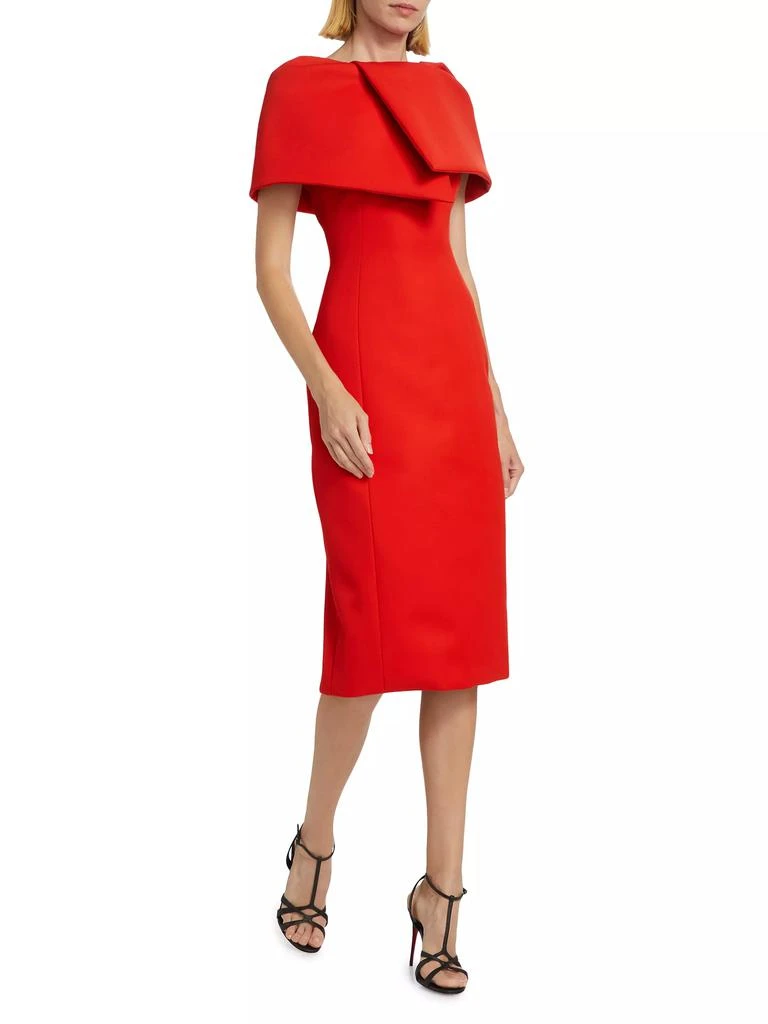 Oscar de la Renta Wool-Blend Wrap Capelet Midi-Dress 2