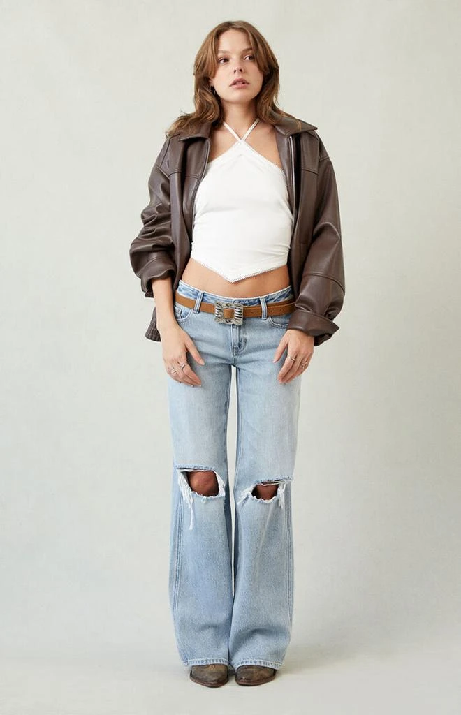 PacSun Casey Ripped Knee Low Rise Baggy Jeans Light Indigo 2