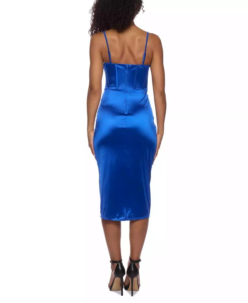 B Darlin Juniors' Satin Bustier Tulip-Skirt Midi Dress 3
