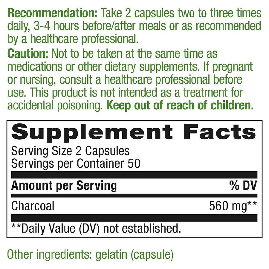 Nature's Way Charcoal Activated 280 mg Dietary Supplement Capsules