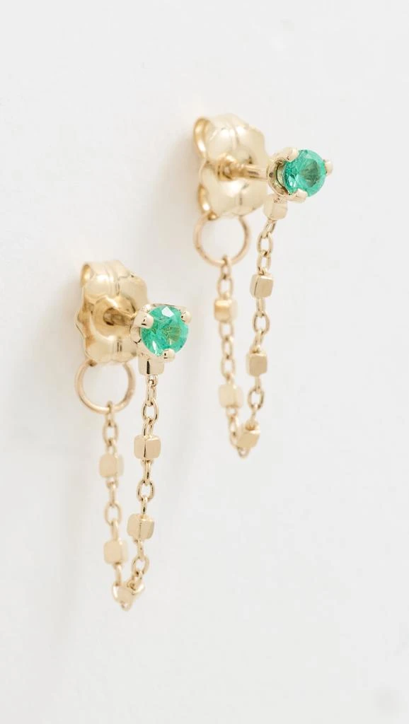 Zoe Chicco 14k Gold Emerald Square Bead Chain Huggie Earrings 1