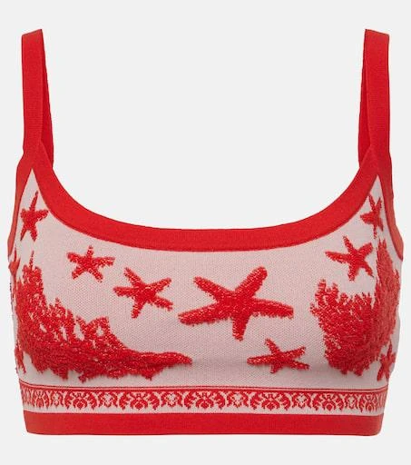 Versace Cotton-blend jacquard crop top 1