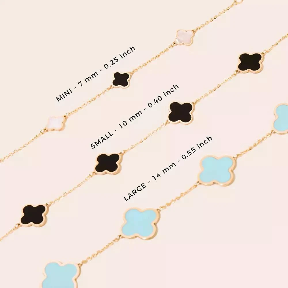 The Lovery Small Pastel Mixed Clover Bracelet 14K Gold 3