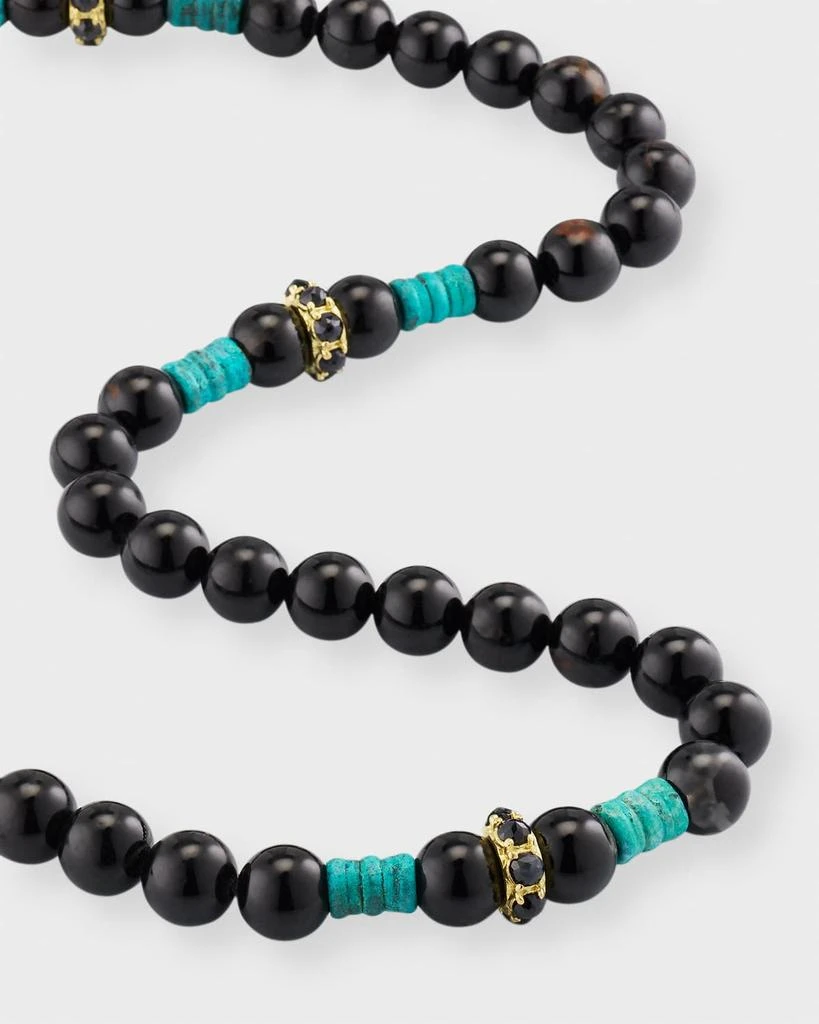 Armenta Men's Black Tourmaline Beaded Necklace with Black Sapphires 3