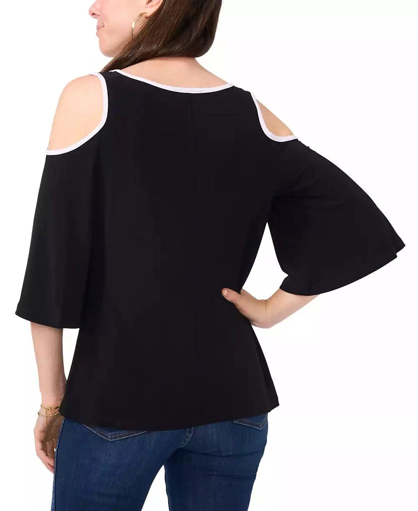 Sam & Jess Petite Keyhole Cold-Shoulder Trimmed Top 2