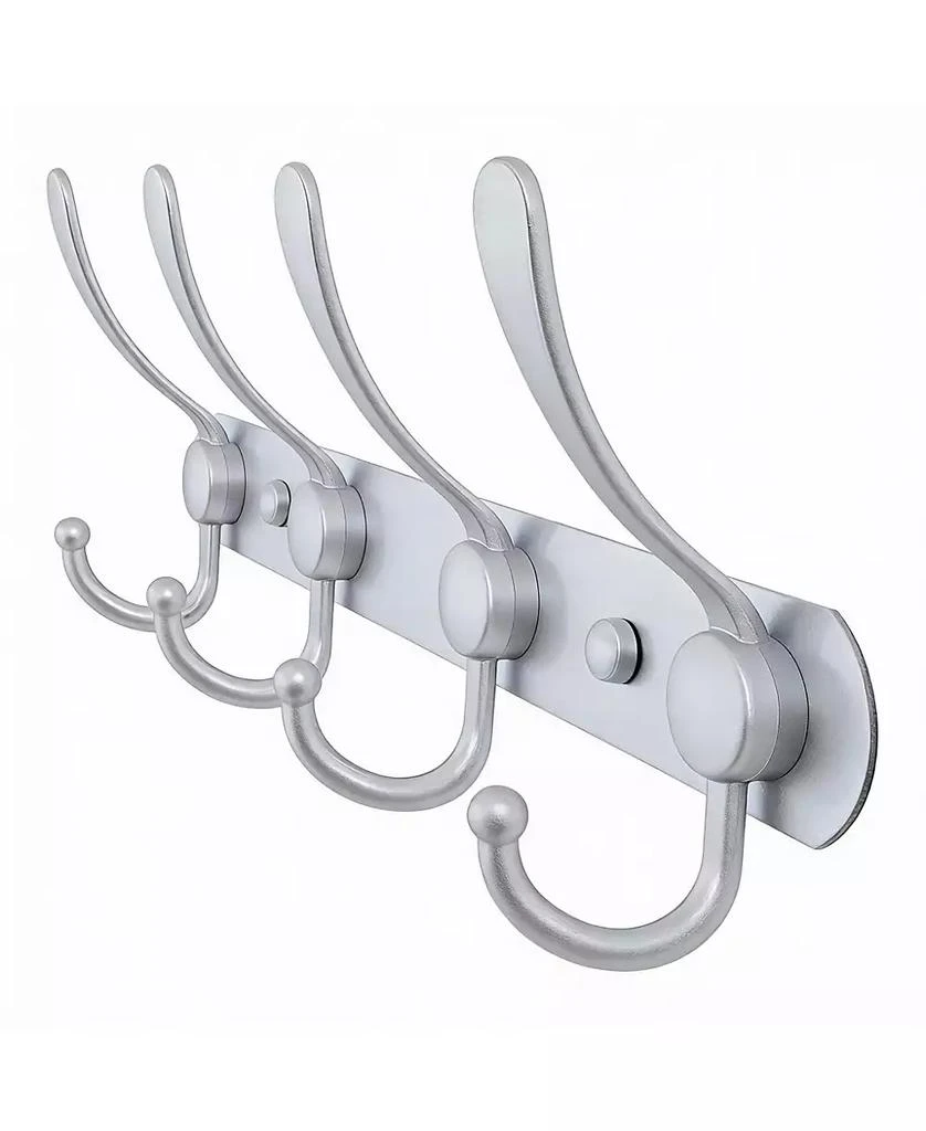 YIGII Heavy Duty Stainless Steel 5-Tri Hook Wall Rack for Hats, Coats, Towels, Silver