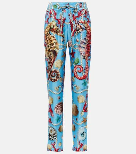 Dolce 
Gabbana Capri printed silk straight pants 1