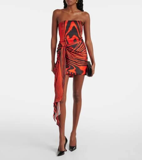 David Koma Zebra-print gathered bustier dress 2
