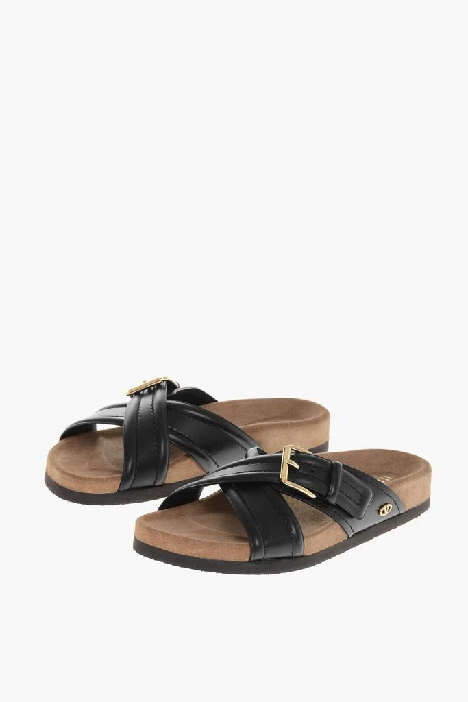 Valentino Valentino Leather Criss Cross Sliders with Rubber Sole 1