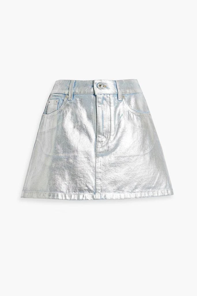RABANNE Coated metallic denim mini skirt 1