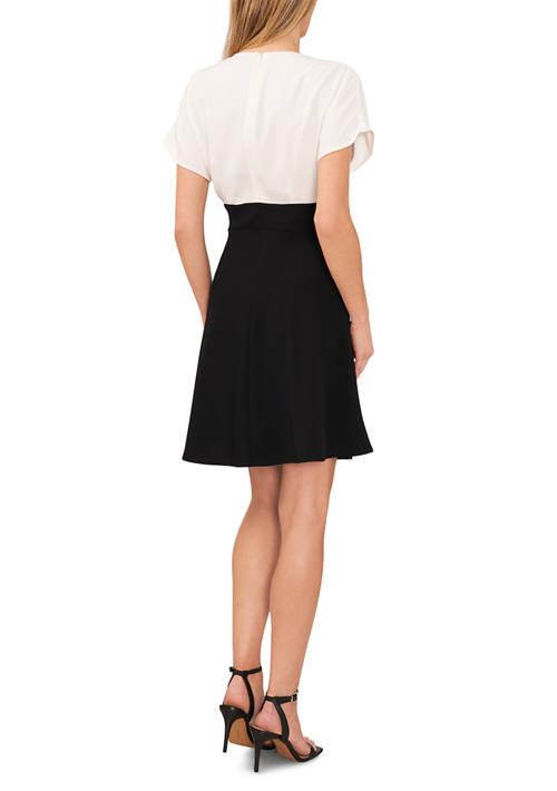 CeCe Womens Short Sleeve 2Fer Dress
