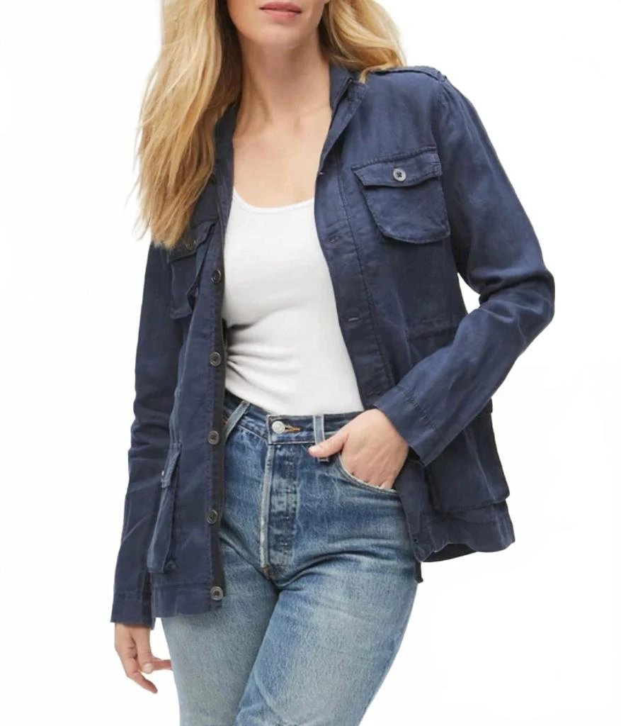 Michael Stars Frankie Linen Anorak Jacket In Blue