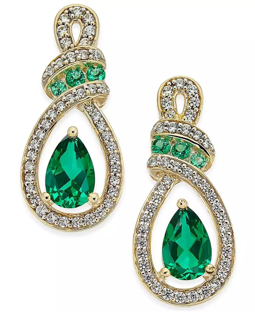 Macy
s Emerald (1-1/5 ct. t.w.) and Diamond (1/4 ct. t.w.) Drop Earrings in 14k Yellow Gold (Also Available in Ruby)