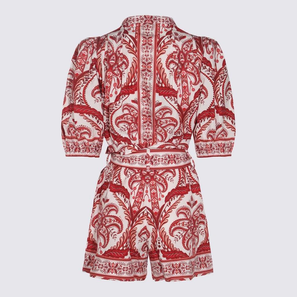Farm Rio Farm Rio Red And White Cotton Jumpsuits 2