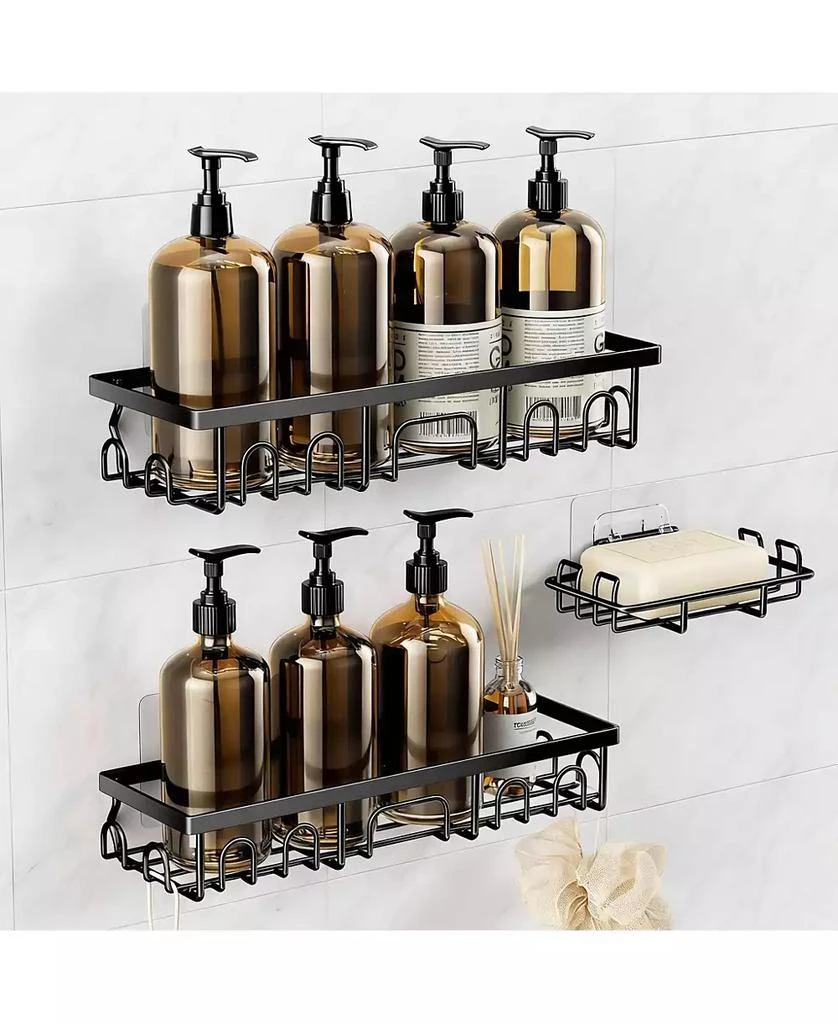 YIGII Stainless Steel Adhesive Shower Caddy, 2-Pack, Rustproof, 8 Hooks, No Drill 2