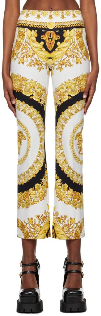 Versace White & Gold Barocco Leggings 1
