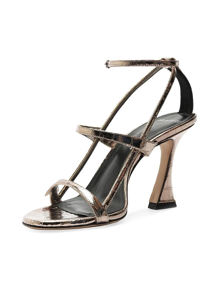 Alexandre Birman Tita 85MM Metallic Leather Cage Sandals 7