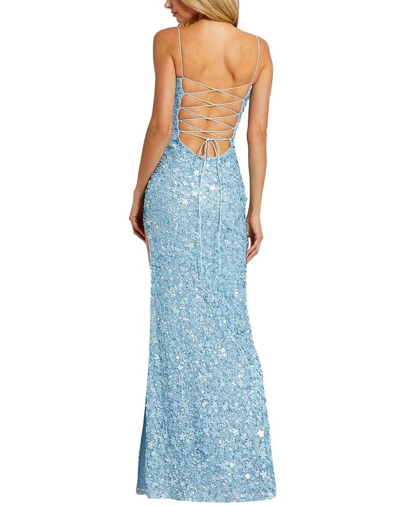Mac Duggal Embellished Spaghetti Strap V Neck Gown