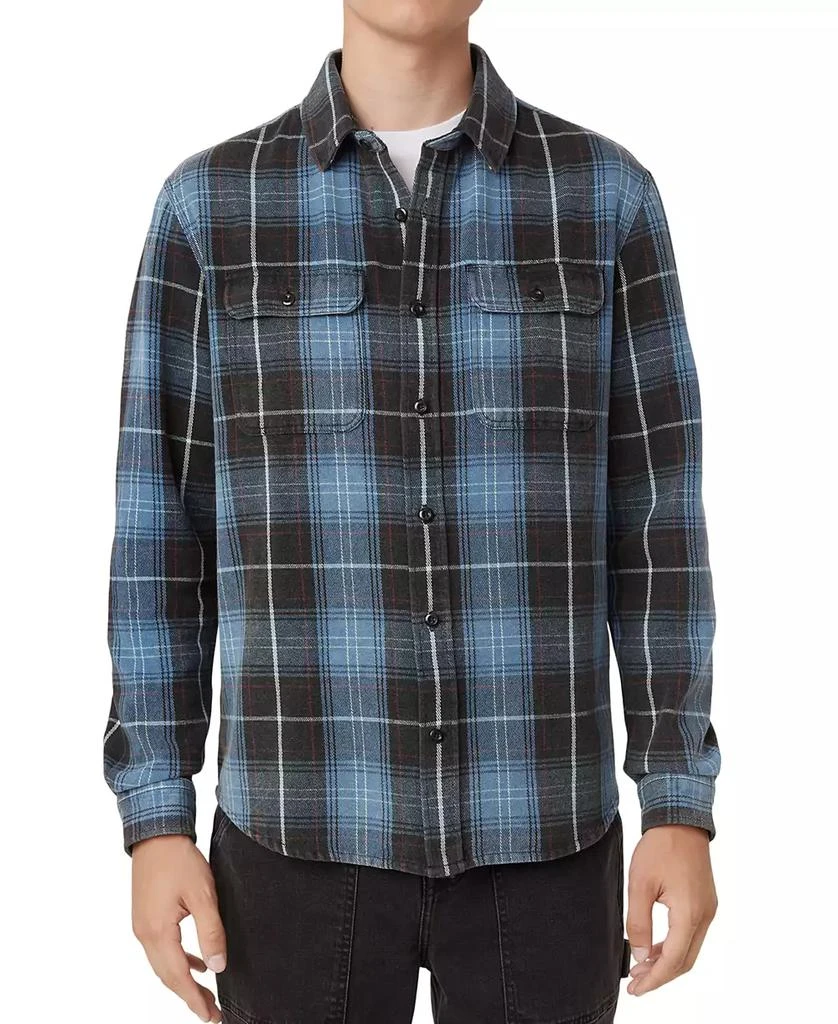 Frank And Oak Men's Distressed Cotton Flannel Shirt 1