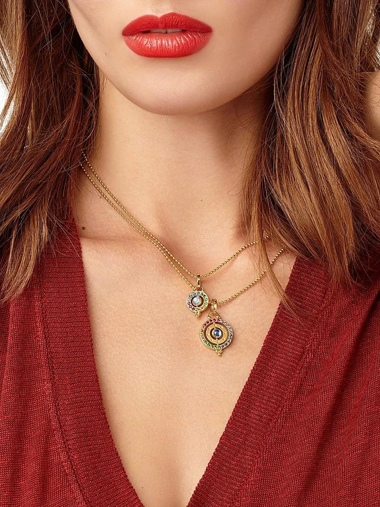 Temple St. Clair Celestial 18K Yellow Gold & Rainbow Multi-Stone Mini Orbit Pendant 2