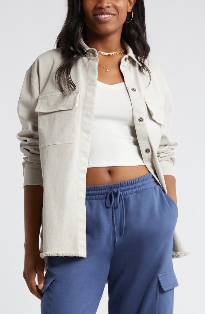 BP. Frayed Oversize Twill Workwear Shirt